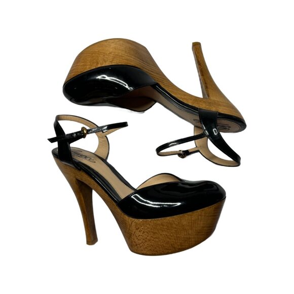 GUCCI Sz 39  Black Patent Leather Stiletto Heels - Picture 1 of 9
